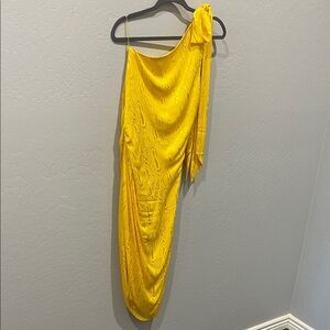 Ramy Brook Zoey One-Shoulder Dress in Lemon Sz L NWOT